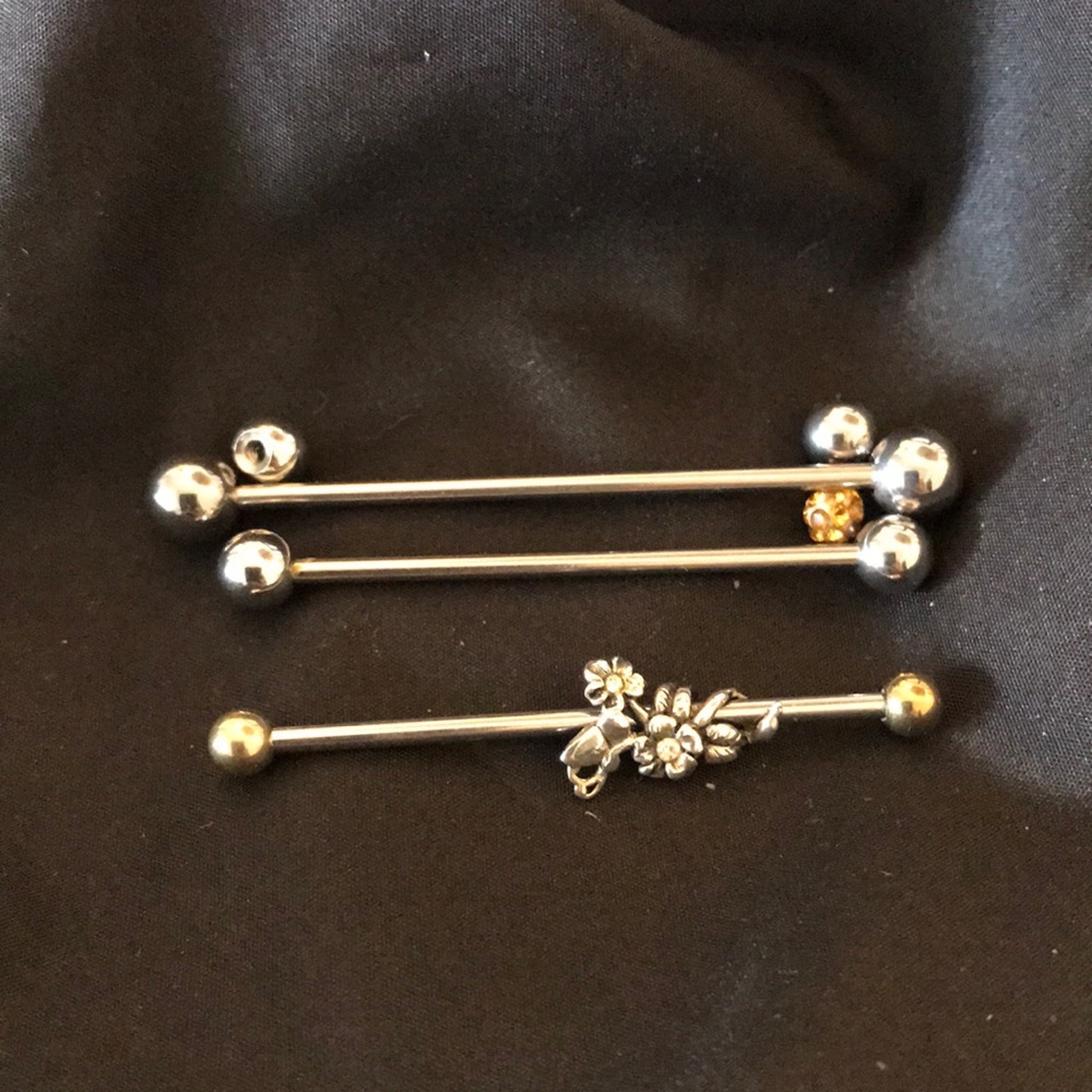 Industrial bar Piercing gold end ball Body jewelry
